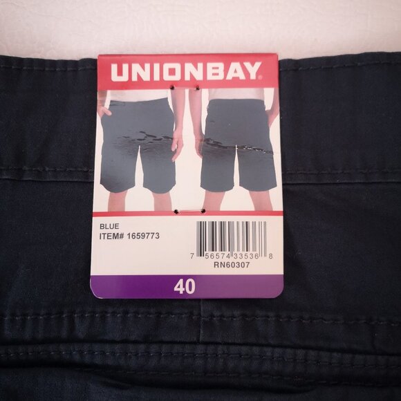 NWT Union Bay Genuine Sportswear Men's Size 40 Flat Front Navy Cargo Shorts - Picture 7 of 13